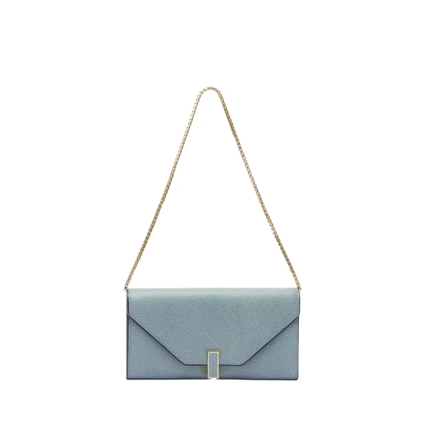 Iside Continental Purse with Chain in Smokey Blue