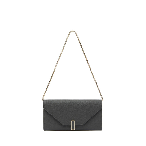 Valextra Iside Continental Purse with Chain in Smokey Grey | Wallets & Purses | Coveti