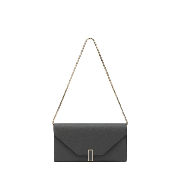 Valextra Iside Continental Purse with Chain in Smokey Grey | Wallets & Purses | Coveti