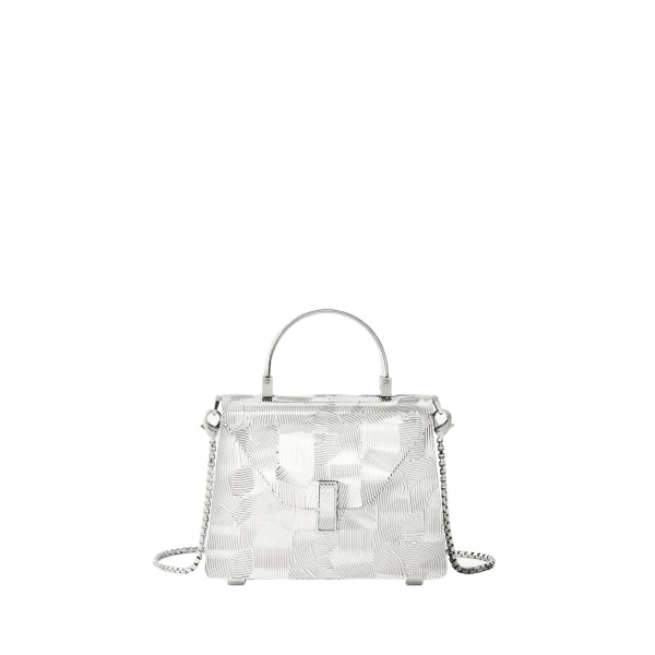 Iside Crossbody Minaudiere Bag in Silver