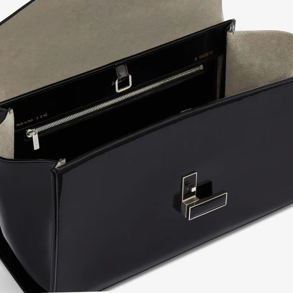 Valextra Iside Editor Gloss Top Handle Medium Bag in Black | Totes & Top-Handle Bags | Coveti