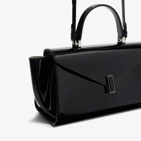 Valextra Iside Editor Gloss Top Handle Medium Bag in Black | Totes & Top-Handle Bags | Coveti