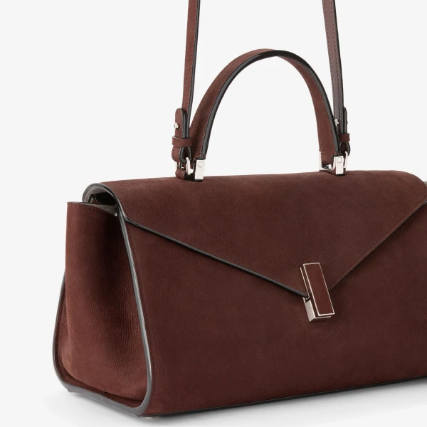 Valextra Iside Editor Senso Top Handle Medium Bag in Chocolate Brown | Totes & Top-Handle Bags | Coveti