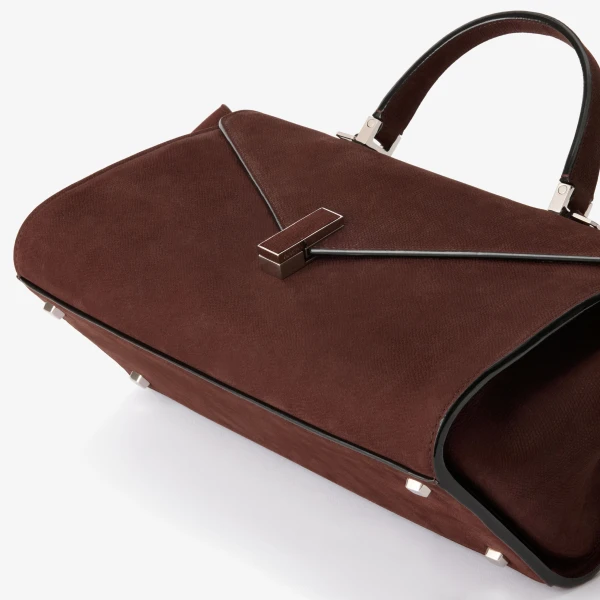 Valextra Iside Editor Senso Top Handle Medium Bag in Chocolate Brown | Totes & Top-Handle Bags | Coveti