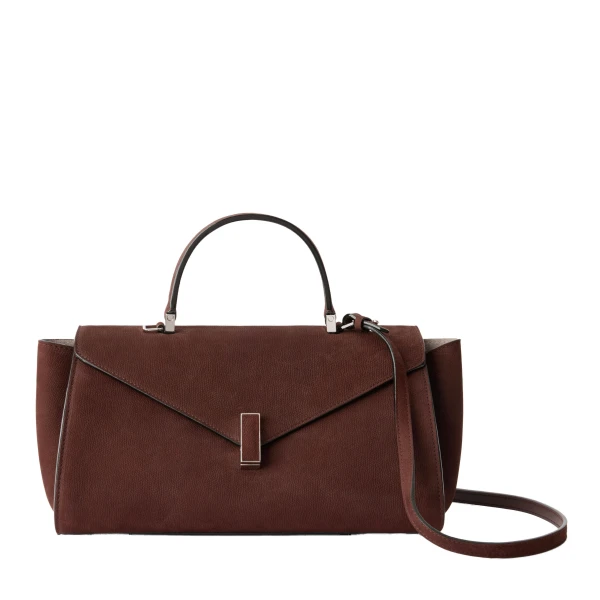 Valextra Iside Editor Senso Top Handle Medium Bag in Chocolate Brown | Totes & Top-Handle Bags | Coveti