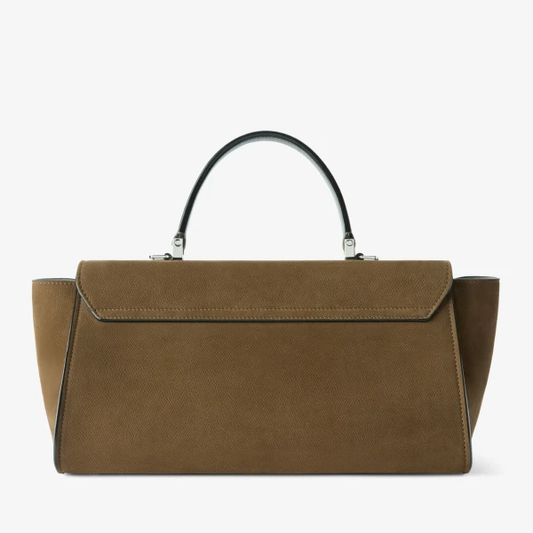 Valextra Iside Editor Senso Top Handle Medium Bag in Khaki | Totes & Top-Handle Bags | Coveti