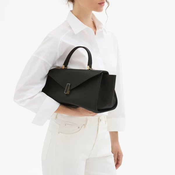 Valextra Iside Editor Top Handle Medium Bag in Black | Totes & Top-Handle Bags | Coveti