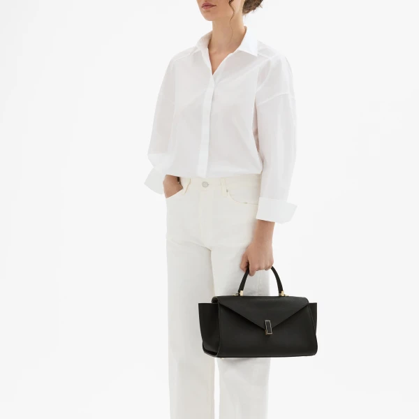 Valextra Iside Editor Top Handle Medium Bag in Black | Totes & Top-Handle Bags | Coveti