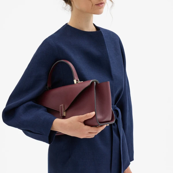 Valextra Iside Editor Top Handle Medium Bag in Claret Red | Totes & Top-Handle Bags | Coveti