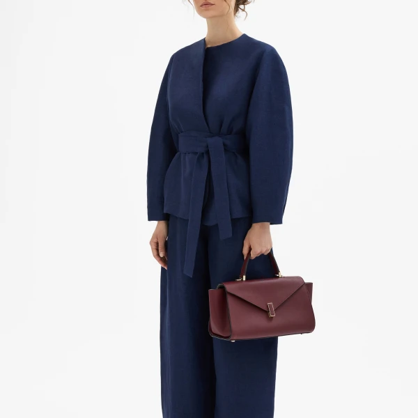 Valextra Iside Editor Top Handle Medium Bag in Claret Red | Totes & Top-Handle Bags | Coveti