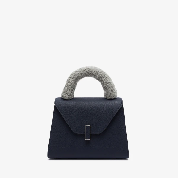 Valextra Iside Fur Handle Cover in Cement Grey | Bag Accessories | Coveti