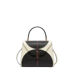 Valextra Iside Intarsia Balance Mini Bag in Pergamena White, Black and Crimson Red | Mini Bags | Coveti