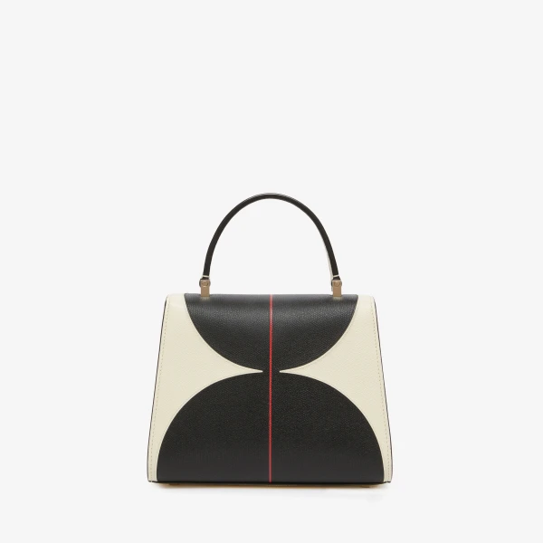 Valextra Iside Intarsia Balance Mini Bag in Pergamena White, Black and Crimson Red | Mini Bags | Coveti