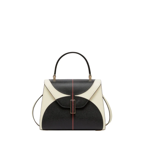 Iside Intarsia Balance Mini Bag in Pergamena White, Black and Crimson Red