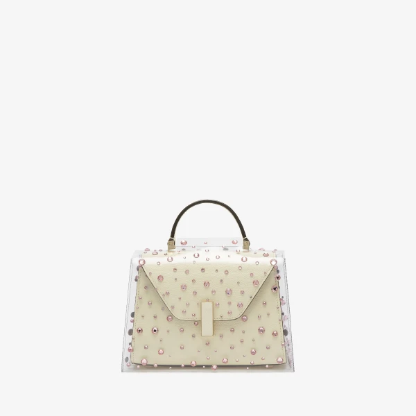 Valextra Iside Micro Rhinestone Raincoat in Transparent and Peony Pink | Bag Accessories | Coveti
