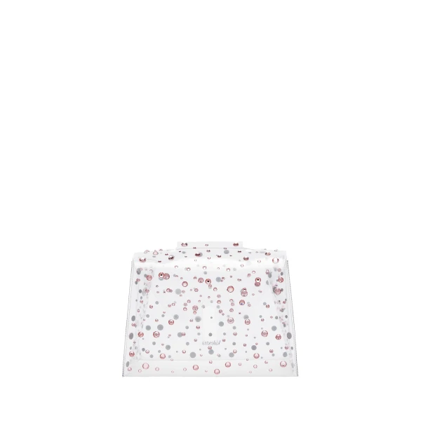Iside Micro Rhinestone Raincoat in Transparent and Peony Pink
