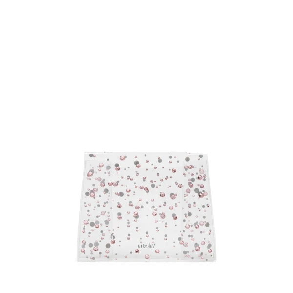 Iside Mini Rhinestone Raincoat in Transparent and Peony Pink