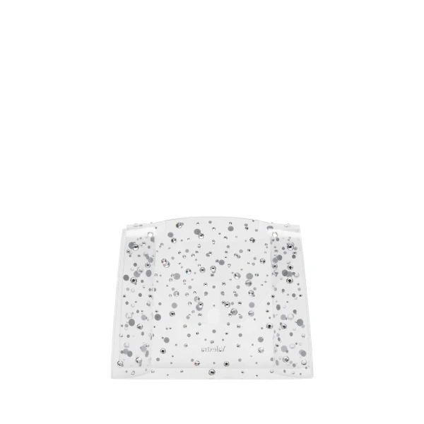 Iside Mini Rhinestone Raincoat in Transparent and Silver