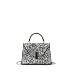 Valextra Iside Mosaic Crossbody Micro Bag in Black and Silver | Shoulder & Crossbody Bags | Coveti