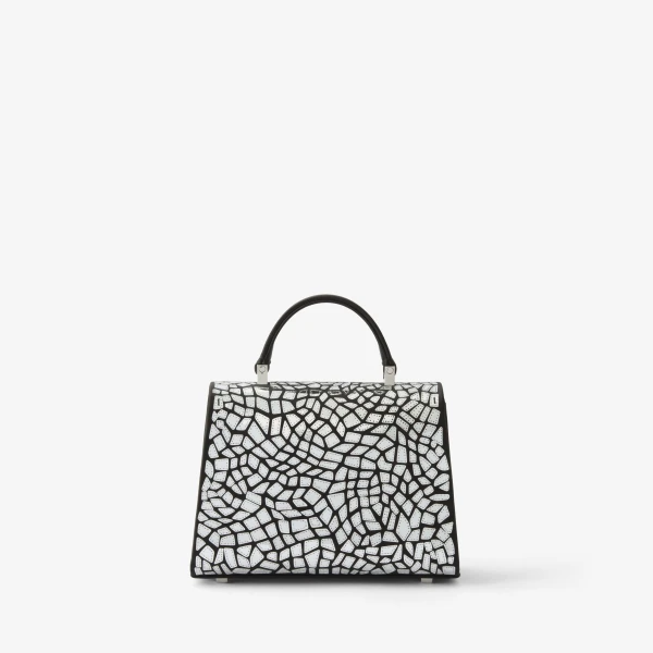 Valextra Iside Mosaic Crossbody Micro Bag in Black and Silver | Shoulder & Crossbody Bags | Coveti