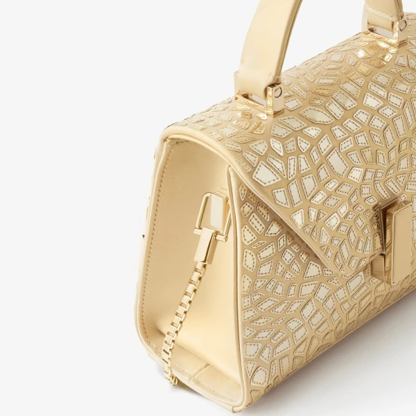Valextra Iside Mosaic Crossbody Micro Bag in Cream Yellow and Gold | Shoulder & Crossbody Bags | Coveti