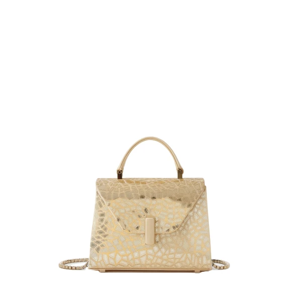 Iside Mosaic Crossbody Micro Bag in Cream Yellow and Gold