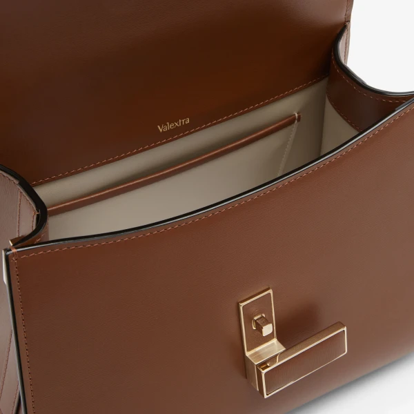 Valextra Iside Palmellato Top Handle Mini Bag in Chocolate Brown | Mini Bags | Coveti