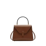 Valextra Iside Palmellato Top Handle Mini Bag in Chocolate Brown | Mini Bags | Coveti