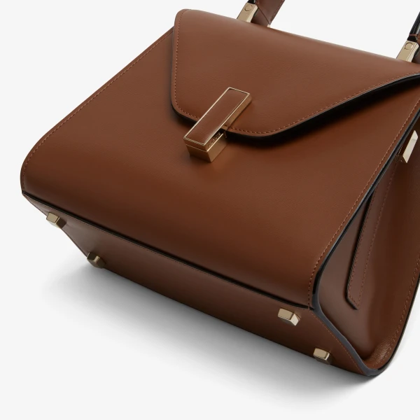 Valextra Iside Palmellato Top Handle Mini Bag in Chocolate Brown | Mini Bags | Coveti