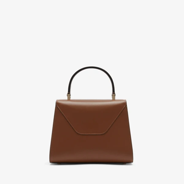 Valextra Iside Palmellato Top Handle Mini Bag in Chocolate Brown | Mini Bags | Coveti