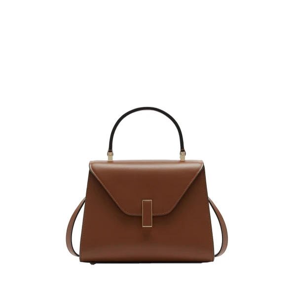 Valextra Iside Palmellato Top Handle Mini Bag in Chocolate Brown | Mini Bags | Coveti