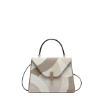 Valextra Iside Patchwork Top Handle Mini Bag in Oyster Brown and Beige Colour Mix | Mini Bags | Coveti