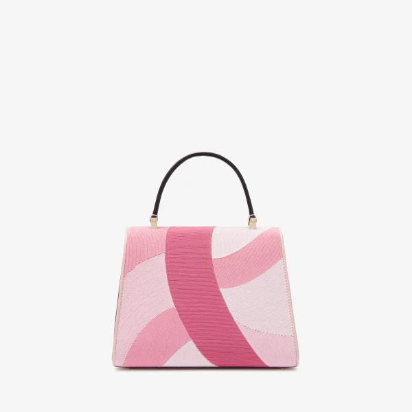 Valextra Iside Patchwork Top Handle Mini Bag in Peony Pink and Pink Colour Mix | Mini Bags | Coveti