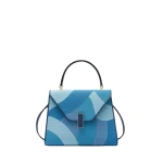 Valextra Iside Patchwork Top Handle Mini Bag in Sapphire Blue and Blue Colour Mix | Mini Bags | Coveti