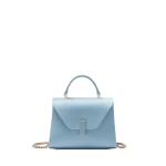 Valextra Iside Satin Top Handle Micro Bag in Niagara Blue | Mini Bags | Coveti