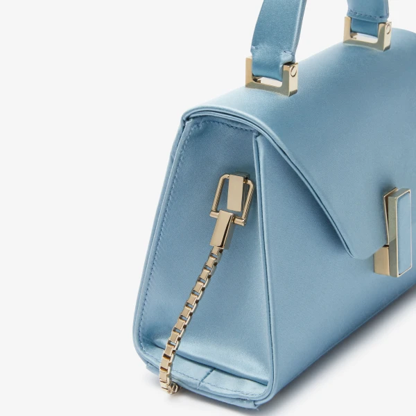 Valextra Iside Satin Top Handle Micro Bag in Niagara Blue | Mini Bags | Coveti