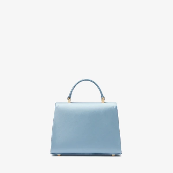 Valextra Iside Satin Top Handle Micro Bag in Niagara Blue | Mini Bags | Coveti