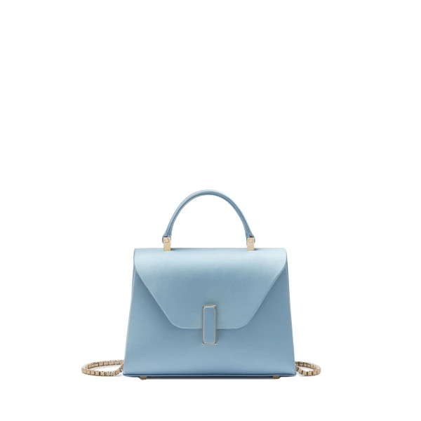 Valextra Iside Satin Top Handle Micro Bag in Niagara Blue | Mini Bags | Coveti