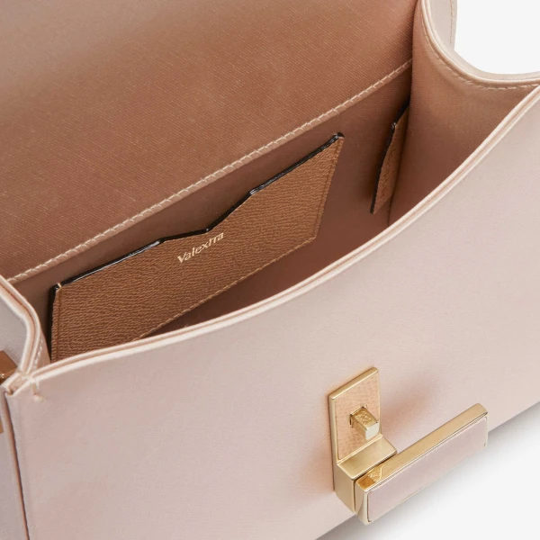 Valextra Iside Satin Top Handle Micro Bag in Powder Pink | Mini Bags | Coveti