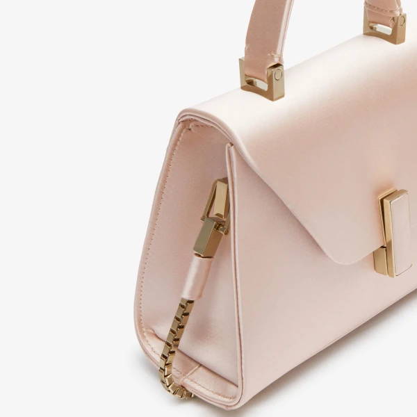 Valextra Iside Satin Top Handle Micro Bag in Powder Pink | Mini Bags | Coveti