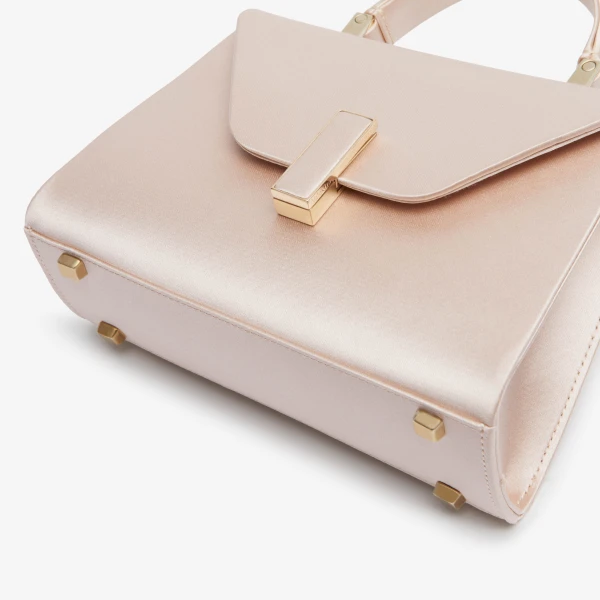 Valextra Iside Satin Top Handle Micro Bag in Powder Pink | Mini Bags | Coveti