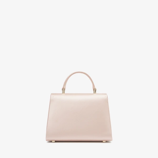 Valextra Iside Satin Top Handle Micro Bag in Powder Pink | Mini Bags | Coveti