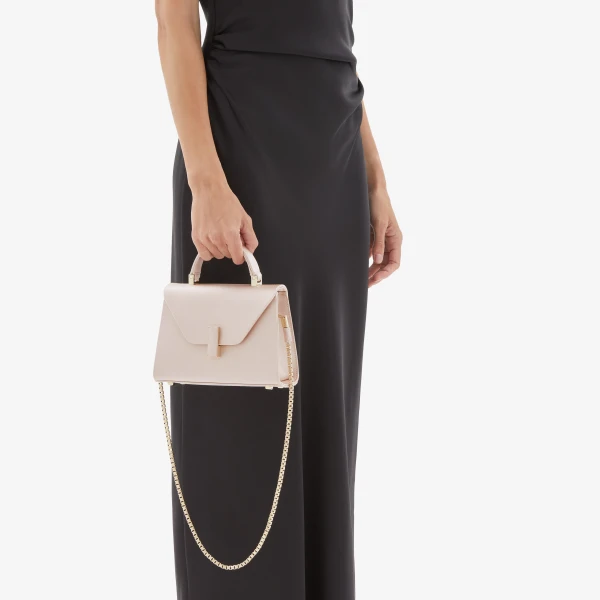 Valextra Iside Satin Top Handle Micro Bag in Powder Pink | Mini Bags | Coveti