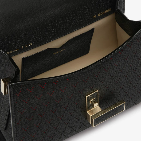 Valextra Iside Snake Crossbody Micro Bag in Black and Crimson Red | Shoulder & Crossbody Bags | Coveti