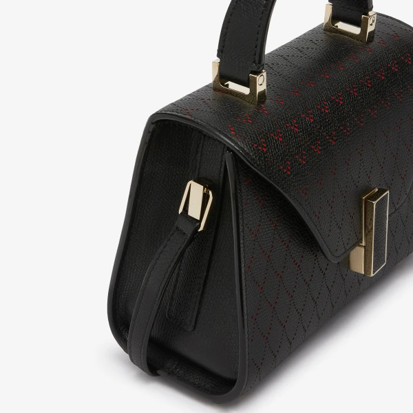 Valextra Iside Snake Crossbody Micro Bag in Black and Crimson Red | Shoulder & Crossbody Bags | Coveti