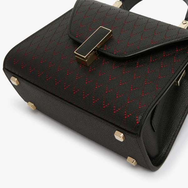 Valextra Iside Snake Crossbody Micro Bag in Black and Crimson Red | Shoulder & Crossbody Bags | Coveti