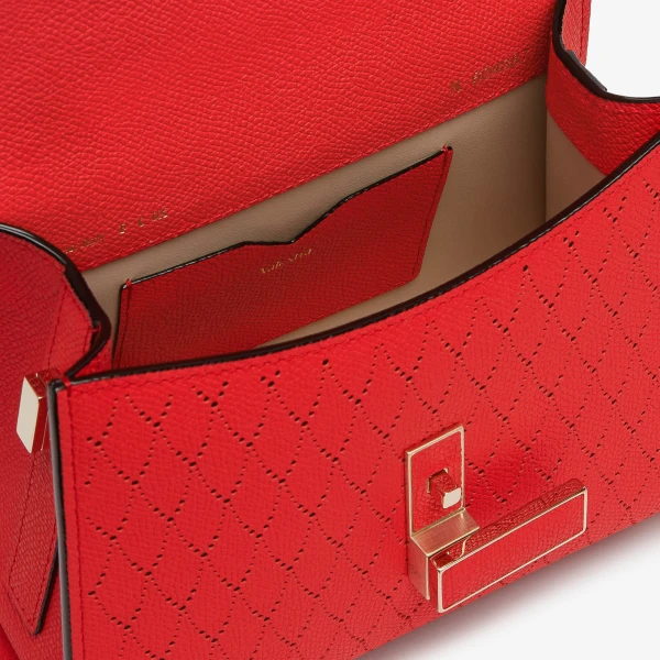 Valextra Iside Snake Crossbody Micro Bag in Crimson Red and Black | Shoulder & Crossbody Bags | Coveti