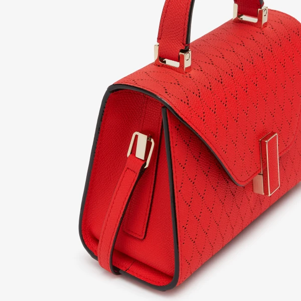 Valextra Iside Snake Crossbody Micro Bag in Crimson Red and Black | Shoulder & Crossbody Bags | Coveti