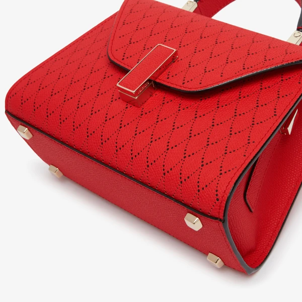 Valextra Iside Snake Crossbody Micro Bag in Crimson Red and Black | Shoulder & Crossbody Bags | Coveti
