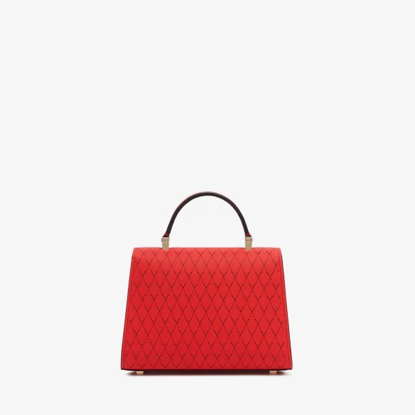 Valextra Iside Snake Crossbody Micro Bag in Crimson Red and Black | Shoulder & Crossbody Bags | Coveti